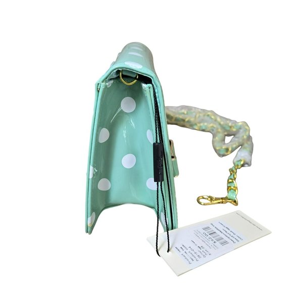 Darling London Matilda Bag Duck Egg Green White Polka Dot Bow Clutch Crossbody - Picture 6 of 16